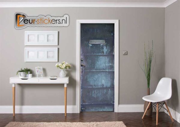 Deursticker-stalen-deur-blauw-grijs