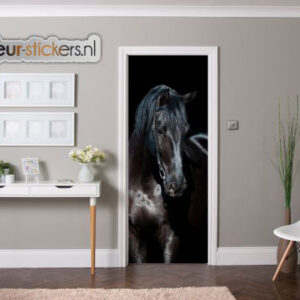 deursticker zwart paard